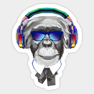 cool monkey with headphone Sticker